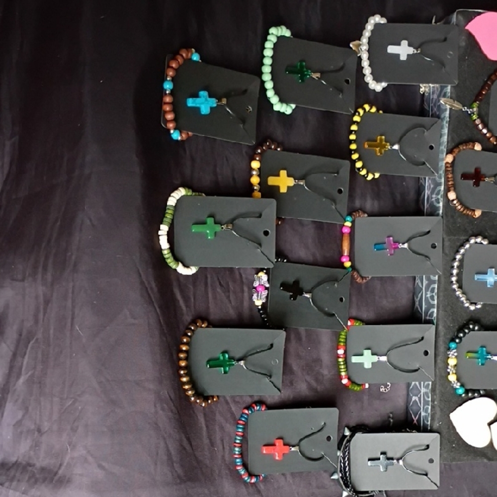 Beaded Cross Bracelet Necklace Sets- Different Colors And Mix And Match Options.